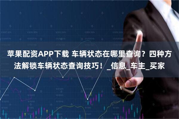 苹果配资APP下载 车辆状态在哪里查询？四种方法解锁车辆状态查询技巧！_信息_车主_买家
